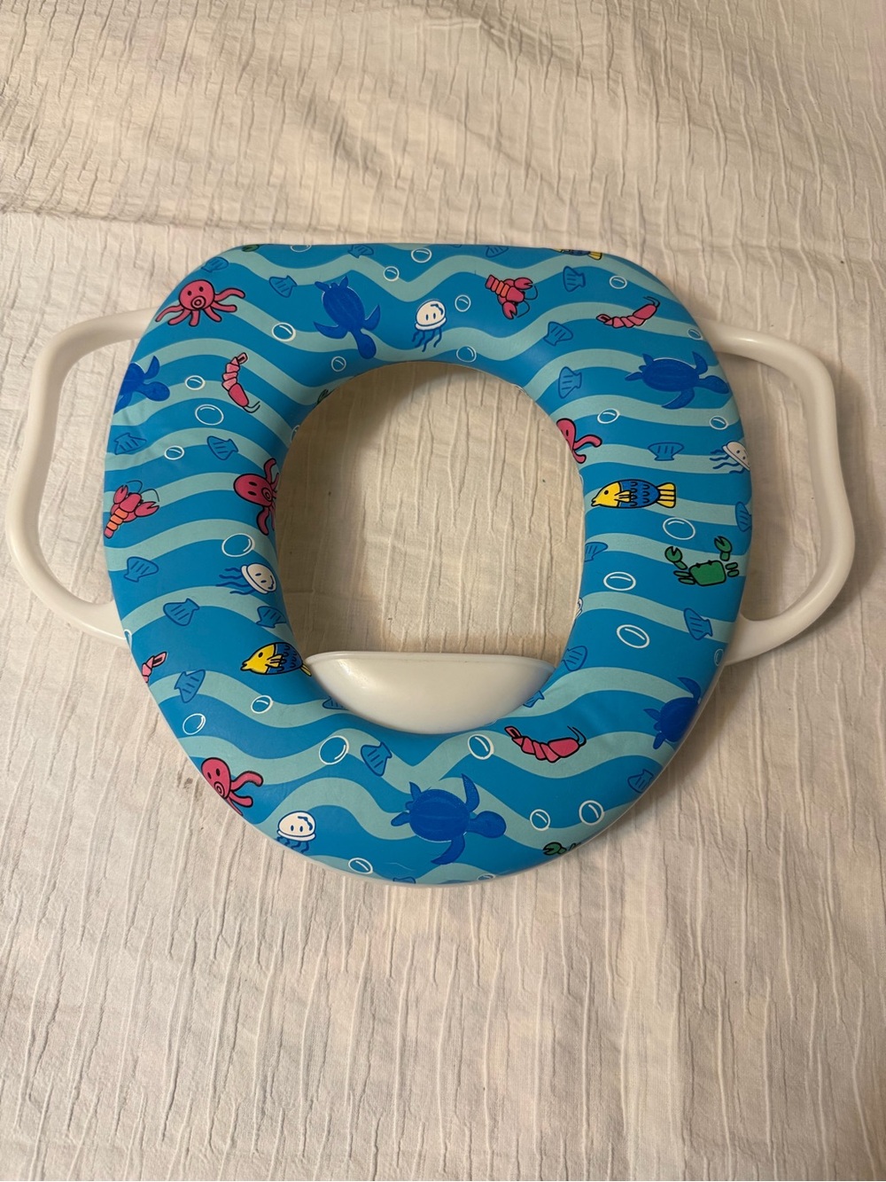 Baby Toddler Potty Training Toilet Seat Cushion Fish Print Blue